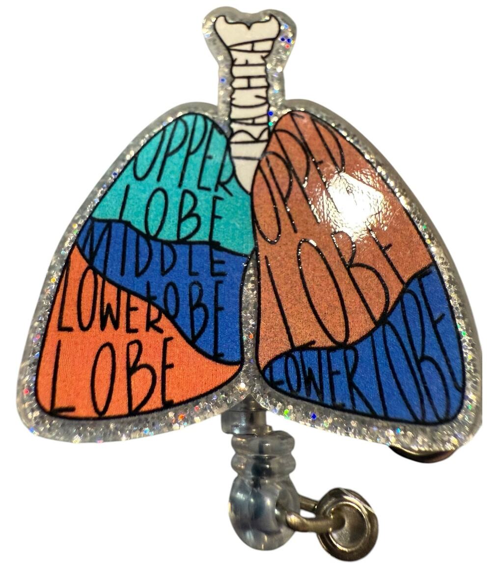 Anatomical Lung Retractable ID Badge Reel, Respiratory, Pulmonologist, Thoracic